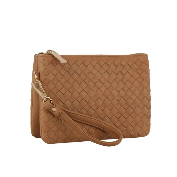 Woven Tiple Compartment Convertible Crossbody Bag