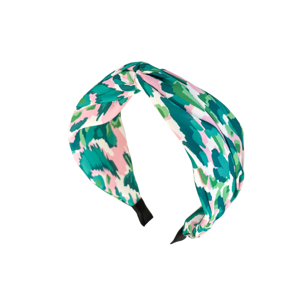 Pink & Green Abstract Print Twisted Top Headband