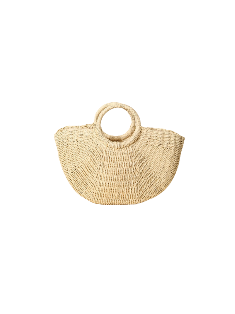 Ivory Half Moon Straw Tote Bag