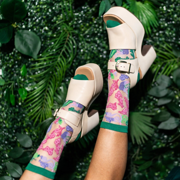 'Wicked' Floral Sheer Socks
