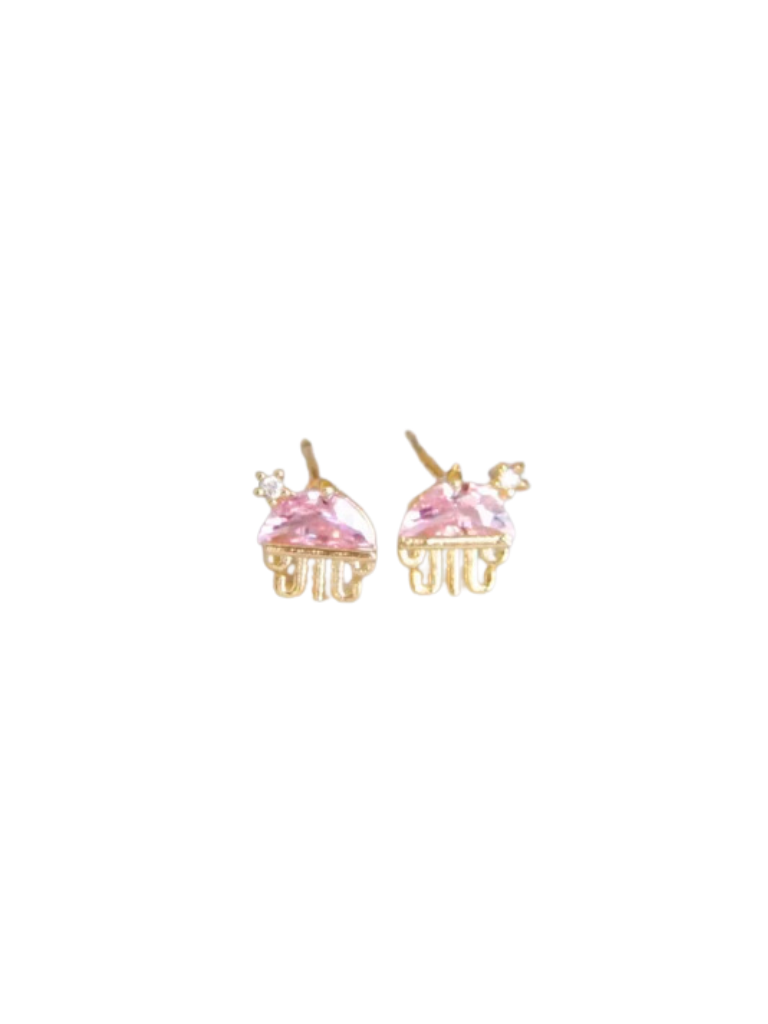 Pink Jellyfish Stud Earrings