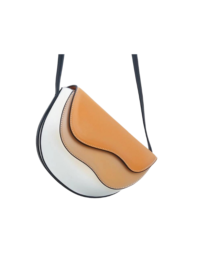 Orange, Khaki, White Wave Crossbody Saddle Bag