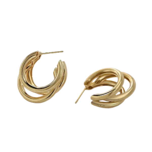 Chunky Three Line Hoop Earrings