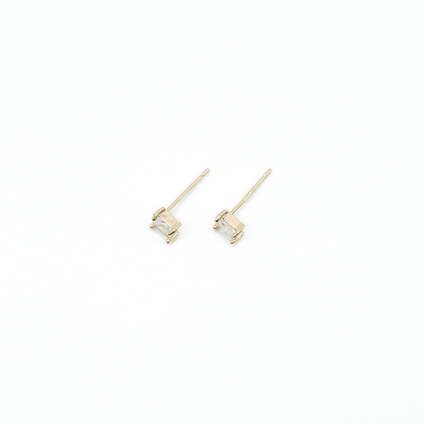 LA Gold Plated Princess CZ Sterling Silver Post Stud Earring