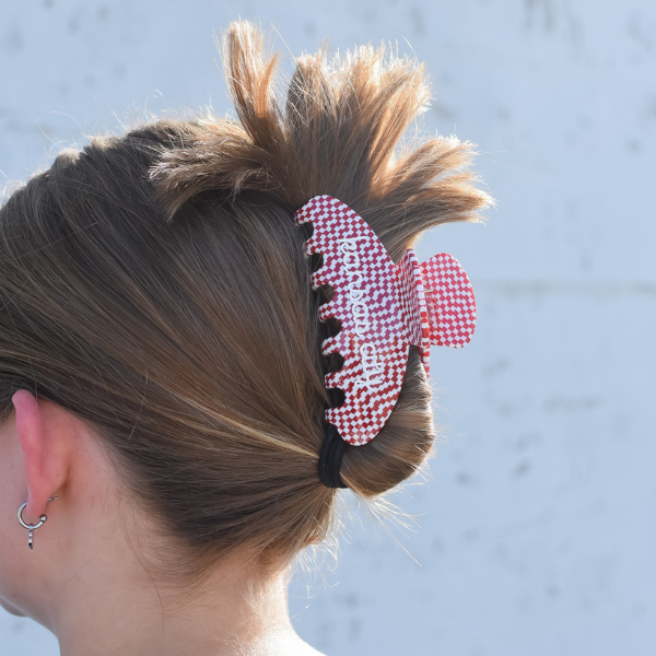 Kansas City Red & White Checkered Claw Clip