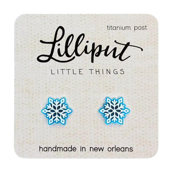 Lilliput Little Things Holiday Stud Earrings - Blue Snowflake