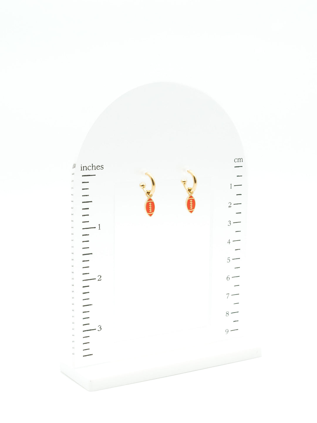 Kansas City Red &amp; Gold Football Charm Hoop Earrings