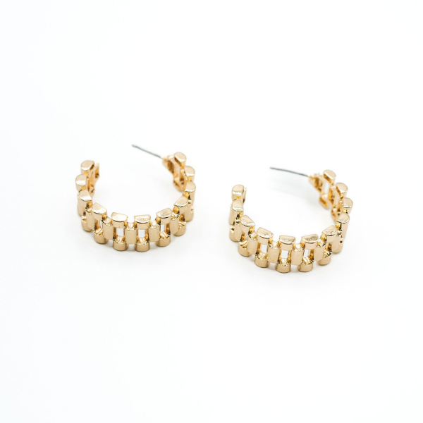 LA Gold Plated Medium Watchband Hoop Earring