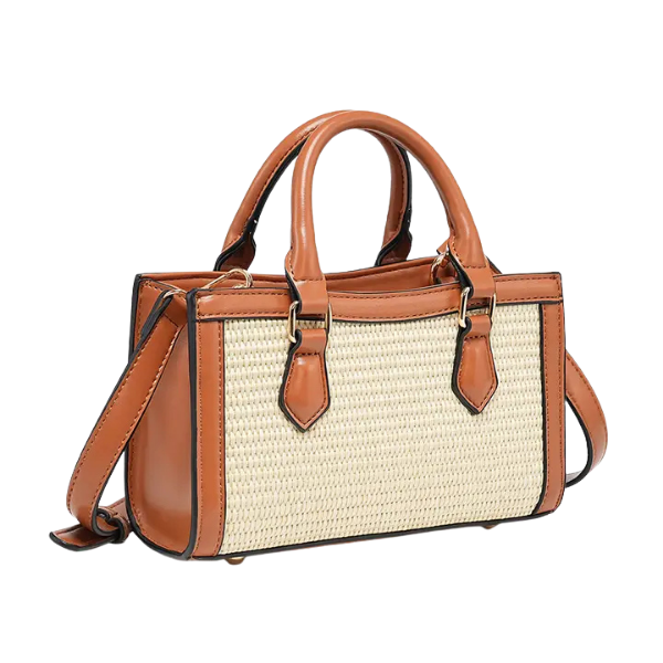 Harmony Straw Crossbody Bag w/Bamboo Handles