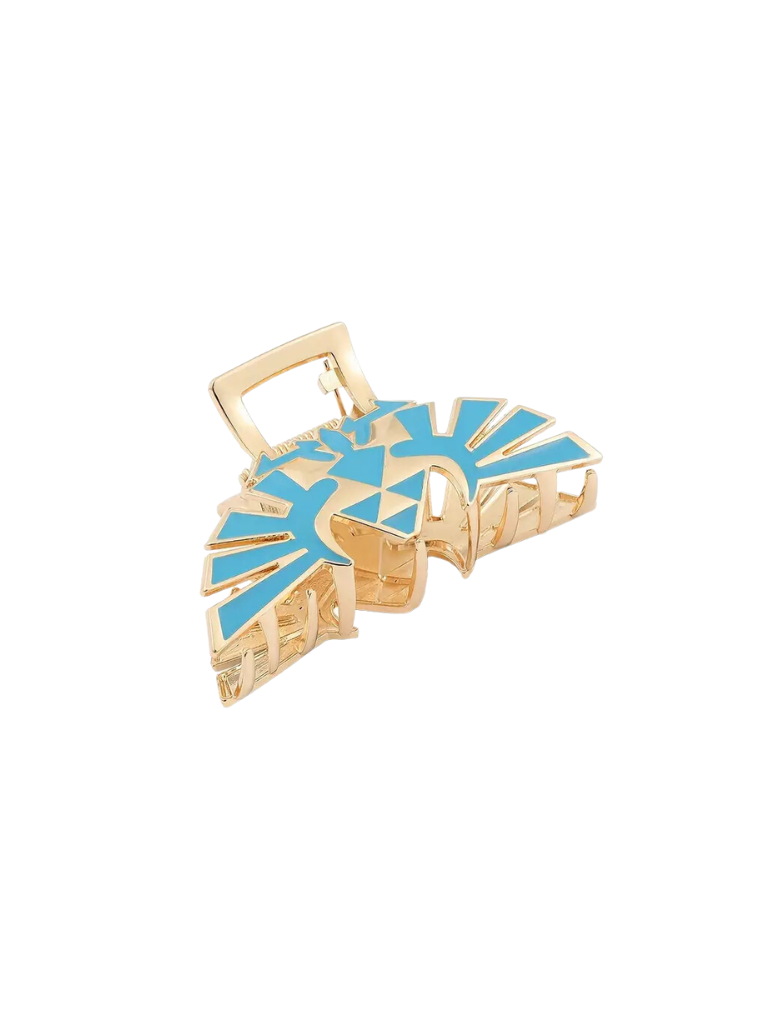 Blue Aztec Style Metal Claw Clip