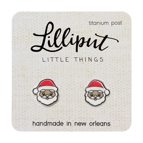 Lilliput Little Things Holiday Stud Earrings - Brown Santa