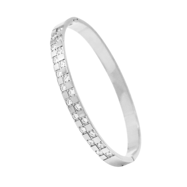 Secret Box NY Stainless Steel CZ Bangle Bracelet