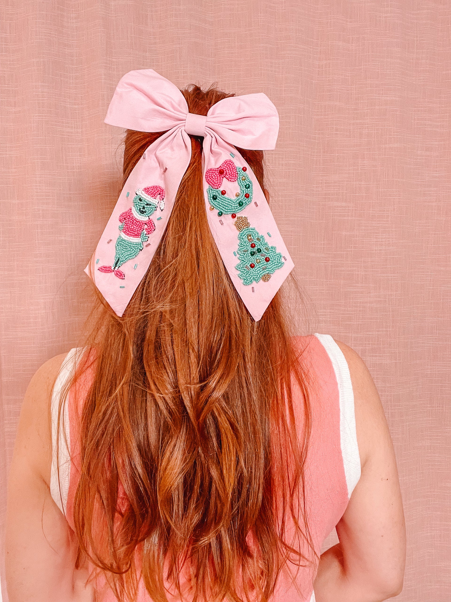 Holiday Beaded Bows - Grinch Christmas