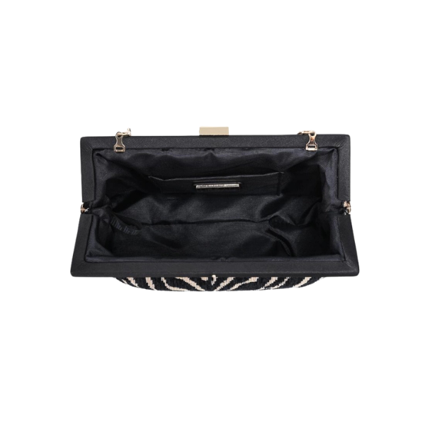 Samira Zebra Print Clutch Bag w/Chain Strap