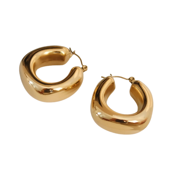 18k Gold Plated Non-Tarnish Classic U-Shaped Hoop Earrings