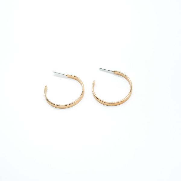 LA Gold Plated 19mm Thin Flat Hoop Earring