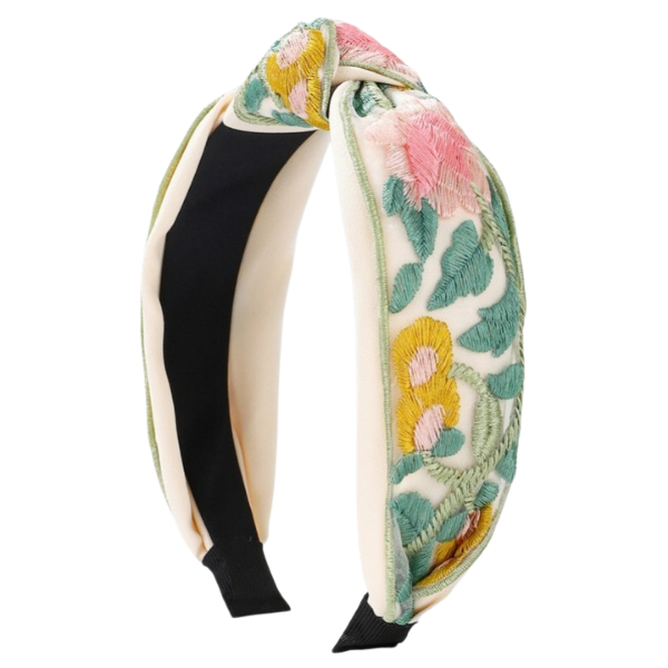 'Cottage Core' Embroidered Top Knot Headband
