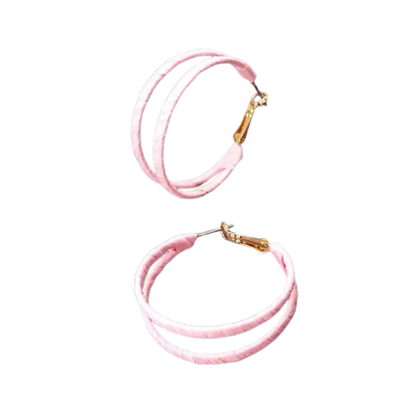 Raffia Wrapped Double Hoop Earrings