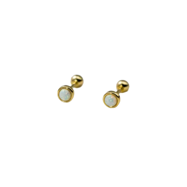 Opal Bezel Screw Back Stud Earrings