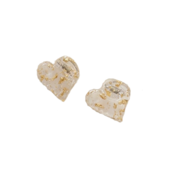 2pc Mini Heart Claw Clip Set - Gold