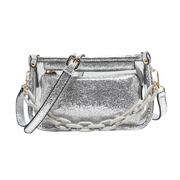 Jessica Clear Crossbody Bag w/Chain Shoulder Strap