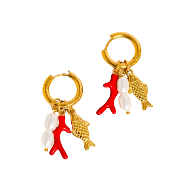 'Fishy Fishy' Charm Statement Hoop Earrings
