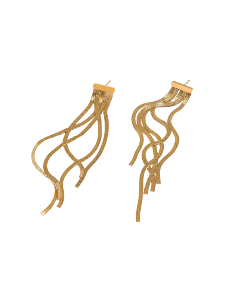 Gold Tassels Statement Stud Earrings