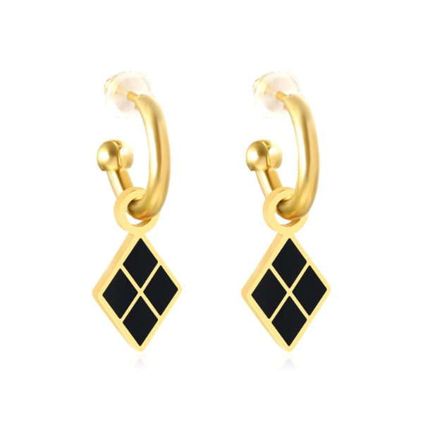 'The Sporting Edit' Argyle Diamond Huggie Hoop Earrings