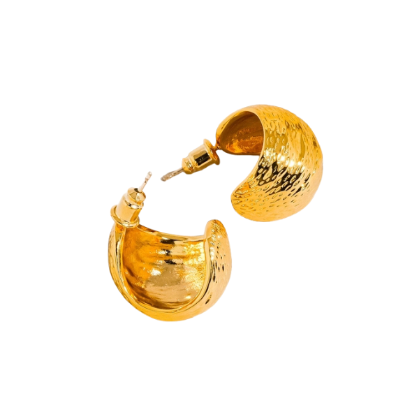 18k Gold Plated Textured Huggie Hoop Earrings