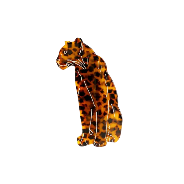 Orange Tortoise Cheetah Claw Clip