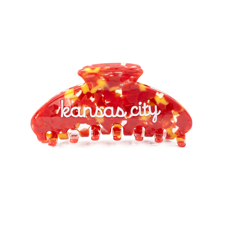 Kansas City Script Red &amp; Yellow Tortoise Claw Clip