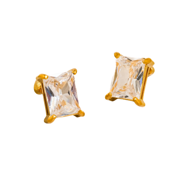 Avenn 18k Gold Emerald Flat Back Studs
