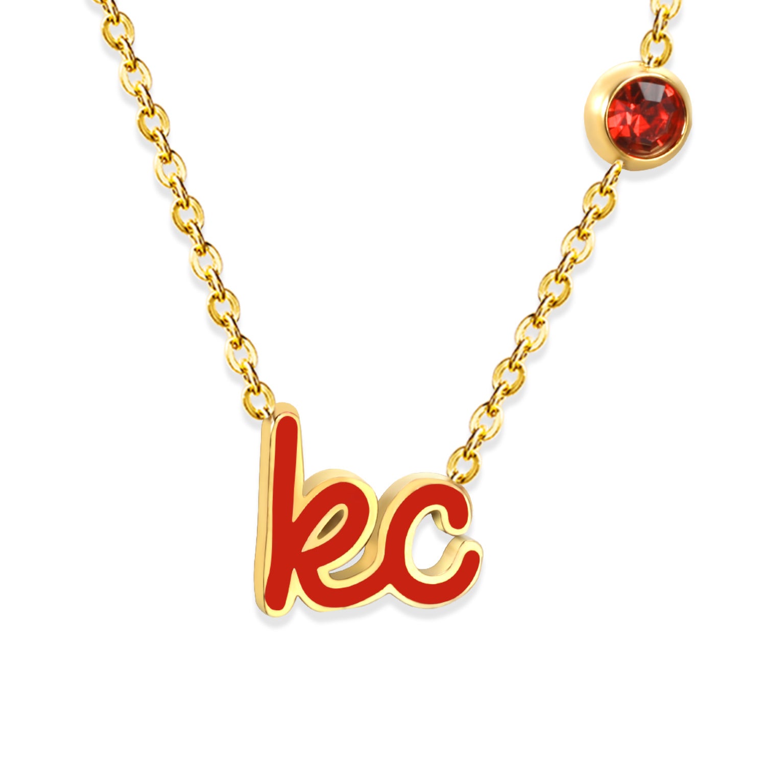 Kansas City Necklaces - Red KC Script w/Charm