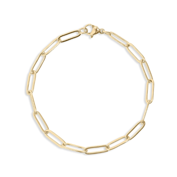18k Gold PVD Plated Paperclip Chain Bracelet