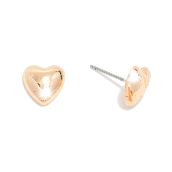 Gold Heart Stud Earrings