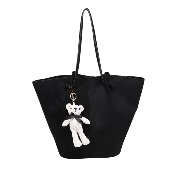 Ralphie Tote Bag w/Bear Charm - Black