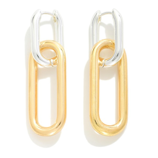 Mixed Metal Chain Drop Earrings