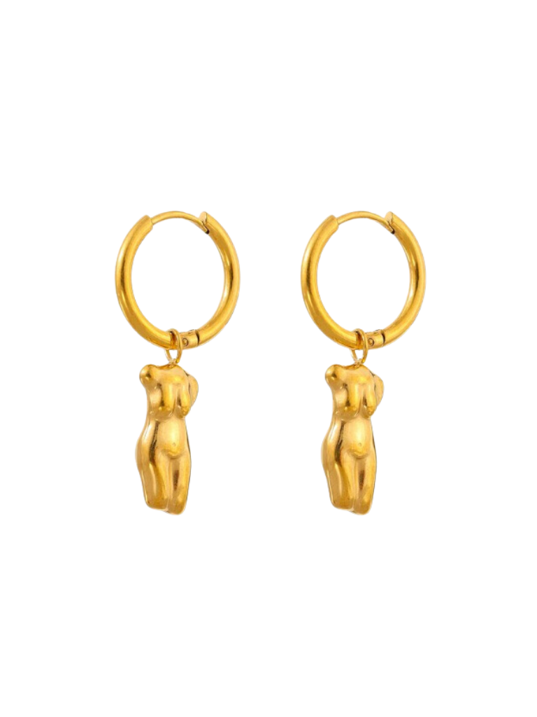Gold Woman's Body Hoop Earrings