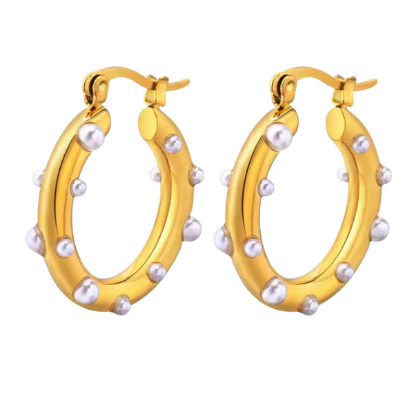Studded Chunky Gold Hoop