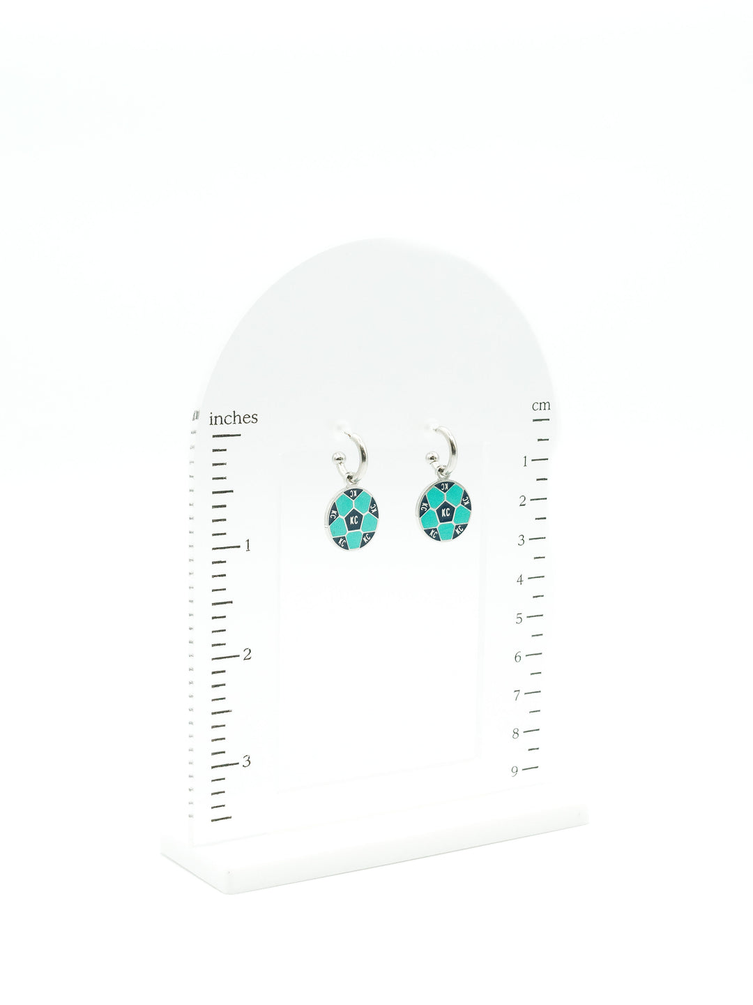 Kansas City Teal Soccer Ball Huggie Hoop Earrings