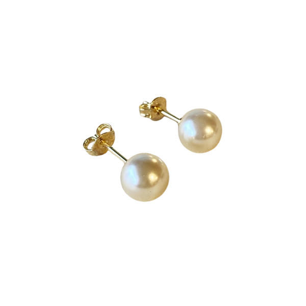 18k Gold Filled 8mm Pearl Stud Earrings