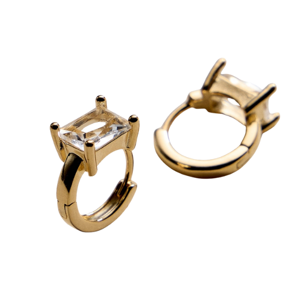 Gold Filled CZ Studded Hoop Earrings