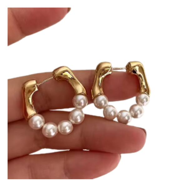 Bead & Gold Hoop Earrings