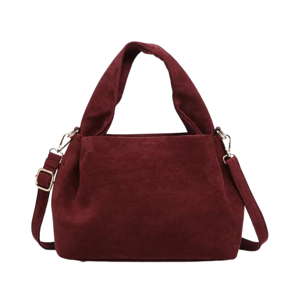 Lia Faux Suede Satchel Bag w/Top Handle