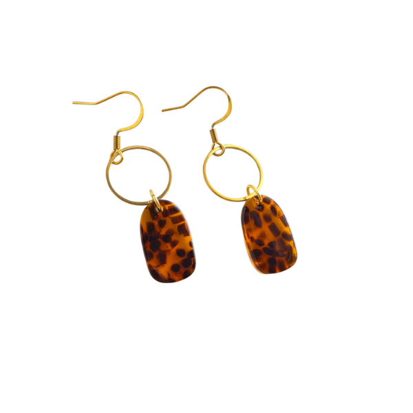 Tortoise Oval Drop Earrings