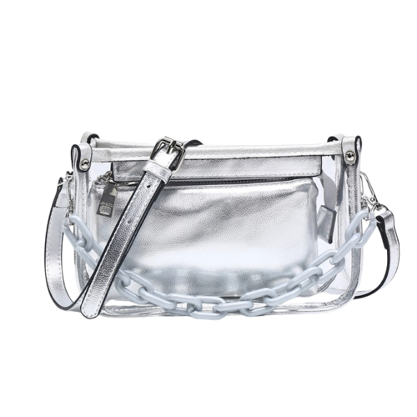 Jessica Clear Crossbody Bag w/Chain Shoulder Strap