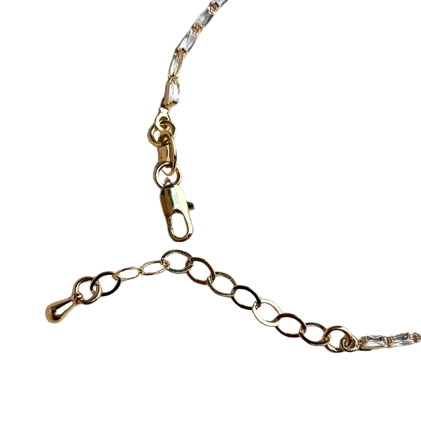 18K Gold Filled Bracelet - 1.5mm CZ Baguette Tennis