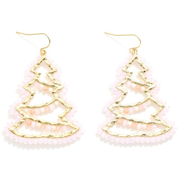 Holiday Earring - Golden Tree w/Bead Accent