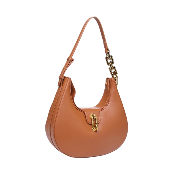 Twist Lock Half-Moon Shoulder Bag