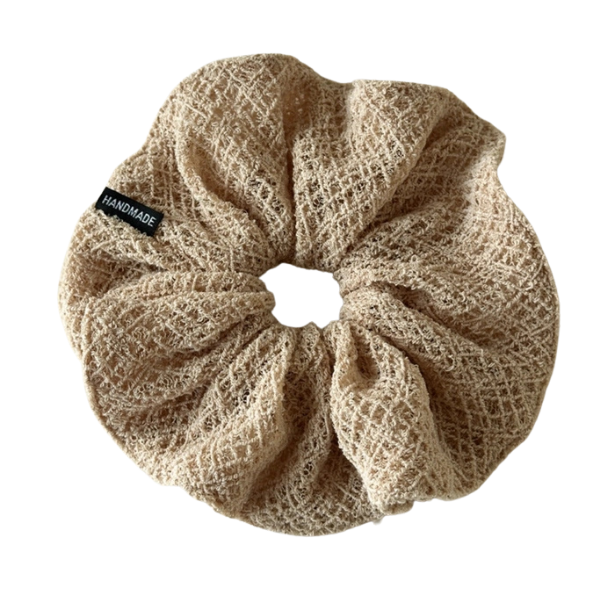 Waffle Knit Scrunchie - Brown